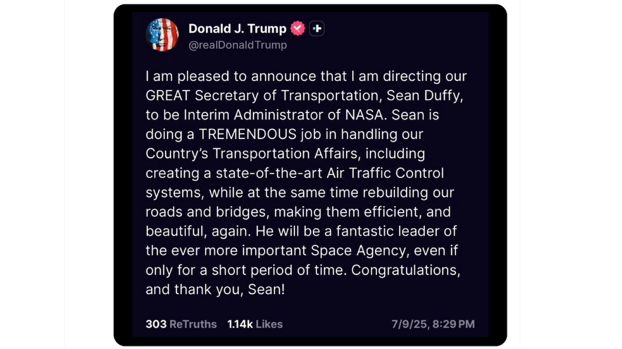 Reality Show Star Sean Duffy To Head NASA On “Interim” Basis